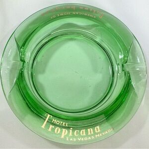Vintage '60s Hotel Casino Tropicana Las Vegas Folies Bergere Green Glass Ashtray
